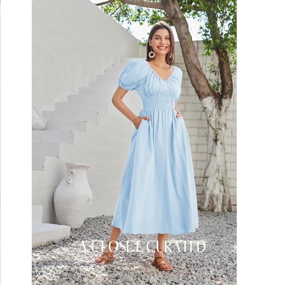 Grace Karen Cotton Midi Dress XXL Blue NEW